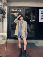 Uniqlo 2023 New Fashion version khaki blazer womens design niche 2023 new Korean version spring and autumn high-end street celebrity small suit