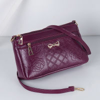 Fashion Embossed Flowers Crossbody Messenger Bags For Women PU Leather Bow Small Handbags Female Multi Pockets Purse Lady