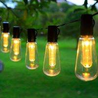 geegostudio 1pc Solar Outdoor String Lights, Vintage Bulbs For Camping, Solar Powered LED Bulbs Waterproof LED Light With Solar Panel For Home Garden Festival Wedding Tent Sky Curtain Garden Yard, Halloween Decorations Lights Outdoor