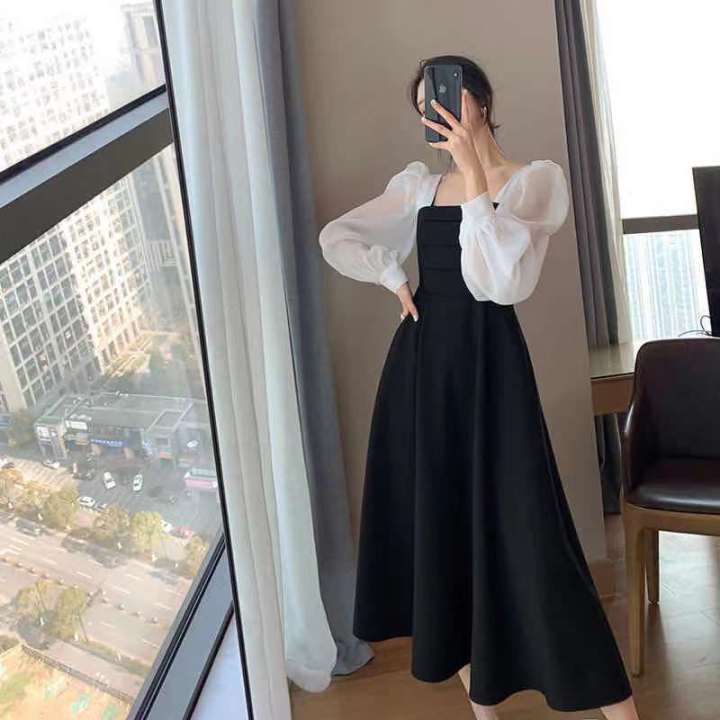 พร้อมส่ง-fashion-dress-shop-เดรสยาวเสื้อยืดแฟชั่นผู้หญิงสไตล์เกาหลี-คอกลมแขนสั้น-เนื้อผ้ายืดหยุ่นดี-กระโปรงเสื้อยืดทรงสวย-แนวหวานสดวัยรุ่นน่ารัก