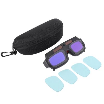 Solar Powered Auto Darkening Welding Mask Helmet Goggles Welder Glasses Arc Anti-Shock Lens with Storage Case