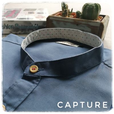 Capture Shirt เสื้อเชิ้ตผู้ชาย แขนยาวคอจีน สีเทาอากาศ มีถึงอก 48 นิ้ว