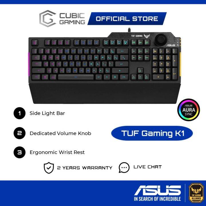ASUS TUF Gaming K1 RGB Gaming Keyboard with Dedicated Volume Knob
