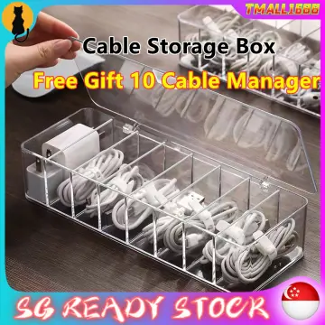 1pc Cable Management Box, Charge Cable Storage Box, 6 Compartments  Finishing Box, USB Cord Sorter, Small Desk Electronic Accessories Organizer