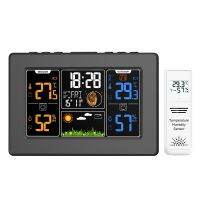 Wireless Color Weather Station, PT201 LCD Screen Display Alarm Clock With Outdoor/Indoor Temperature Humidity