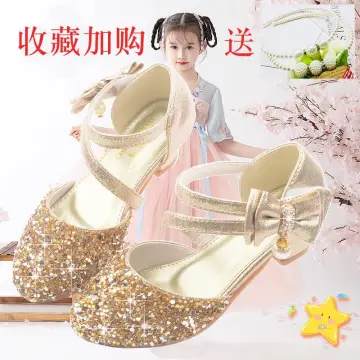 Amazon.com | LFHT Little Kids Girls Dress Pumps Glitter Sequins Princess  Low Heels Mary Jane Party Dance Shoes Rhinestone Sandals (8 M US Toddler,  Golden) | Flats