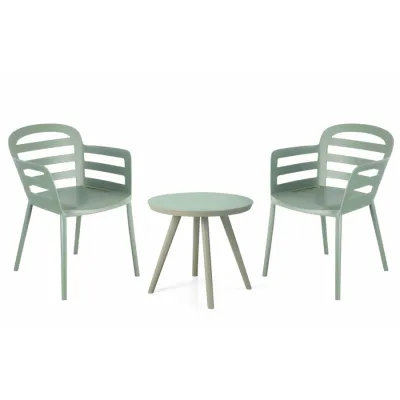 Plastic table set indoor/outdoor (1 tabel+ 2 chair ) size 50.5x50.5x45.5 cm. - light green
