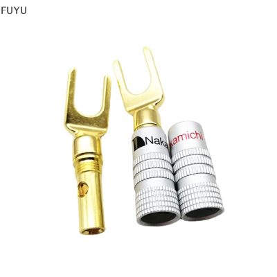 FUYU 2pcs Banana plug Audio ลำโพงเสียบสกรู Fork Spade CABLE CONNECTOR