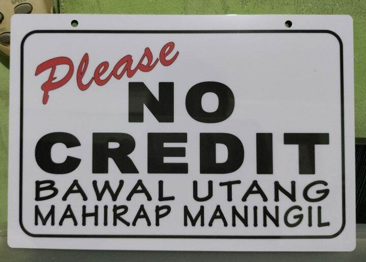 No credit ( Signage A4 size ) Laminated Lazada PH