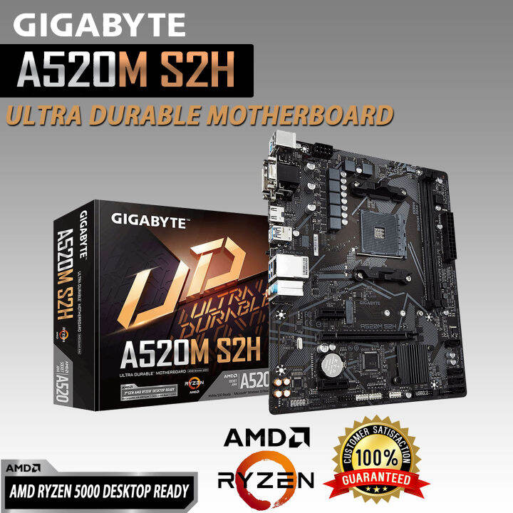 Gigabyte A520M S2H Ultra Durable Motherboard AMD Socket NVMe SSD Ready ...