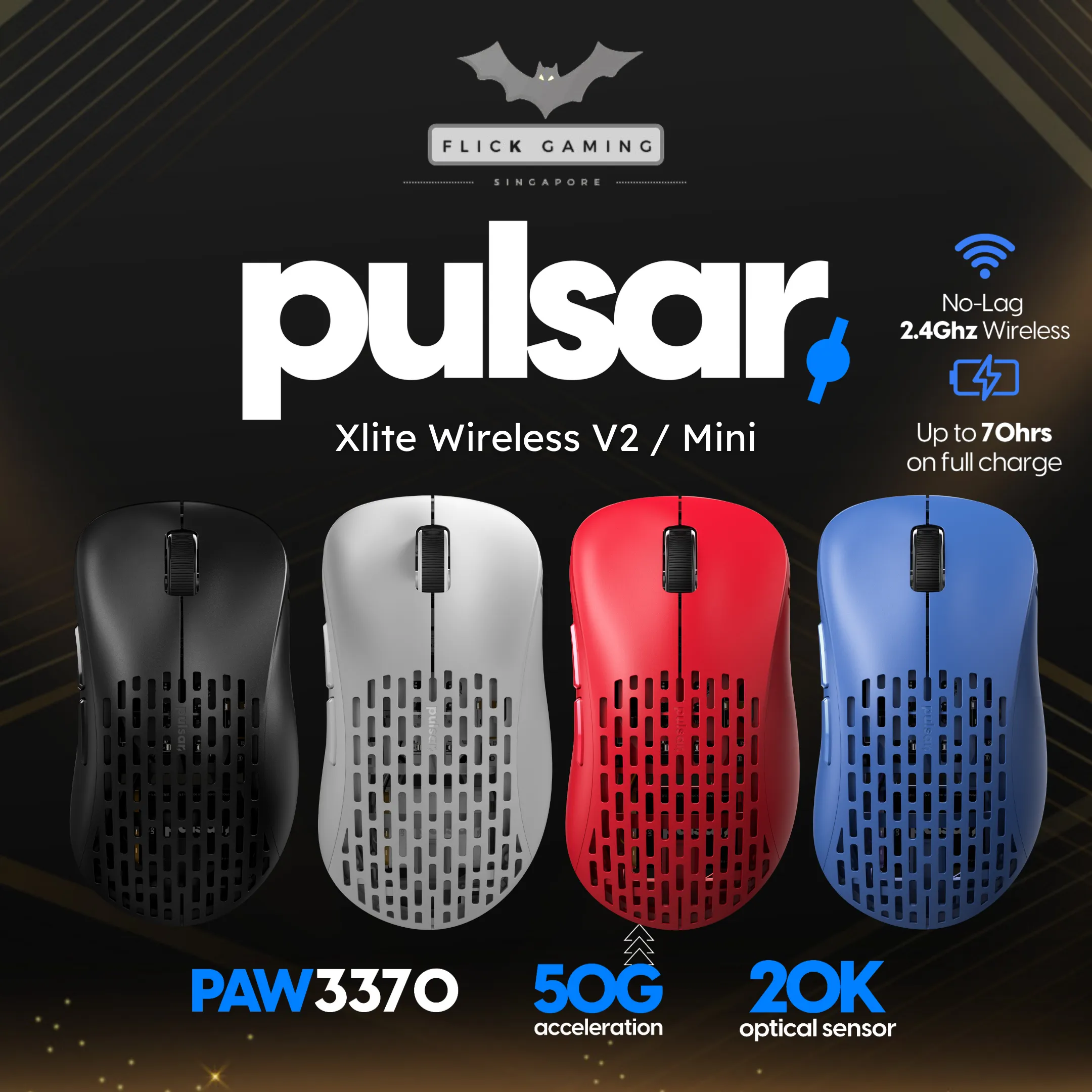 PC/タブレット PC周辺機器 Pulsar Gaming Gear Xlite Wireless V2 Competition (Black/White/Red 