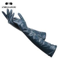 Fashion color sheepskin leather gloves women winter warm womens leather gloves leather comfort long leather gloves 45CM-2227C