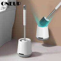 ONEUP TPR Silicone Head Toilet Brush Wall-Mount Or Floor-Standing Cleaning Brush Quick Drain Clean Tool Bathroom Accessories Set