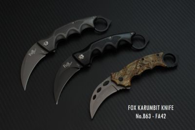 มีดพับ คารัมบิต FOX KNIFE OUTDOOR No.B63 - FA42 TACTICAL. ใบหนา น้ำหนักดี ควงง่าย มีตัวเปิดไว ขนาด 7.5-8 นิ้ว