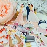 28 pcs Cute Wedding party pattern paper stickers for kids homemade book stickers on laptop / decorative scrapbooking / DIY Stickers
