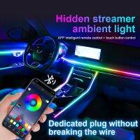 New 2 in 1 Universal Symphony LED Car Ambient RGB APP Sound Control Auto Interior Decoration Acrylic Atmosphere Light Strips 12V