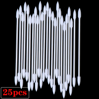 25ชิ้น/ถุงเครื่องสำอางสำลีใช้แล้วทิ้งเครื่องสำอางถาวรเครื่องประดับหูสุขภาพแท่งทำความสะอาดปลายตูมก้านเช็ดหัวฝ้าย