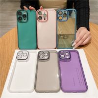 เคสโทรศัพท์โปร่งใสชุบสำหรับ iPhone 14 Pro Max 14Plus 14PRO 14ProMax ป้องกันกล้องบางใสสำหรับ IPhone15 15pro 15Plus ฝาหลัง15Promax