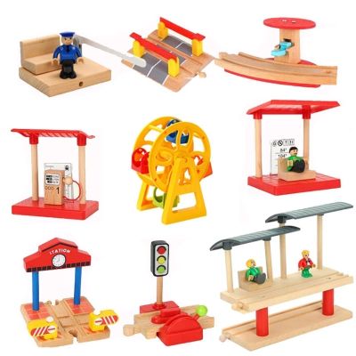 Wooden Train Track Universal Scene Expansion Accessories Suitable For Brand Wooden Railway Track Set Childrens Educational Toys