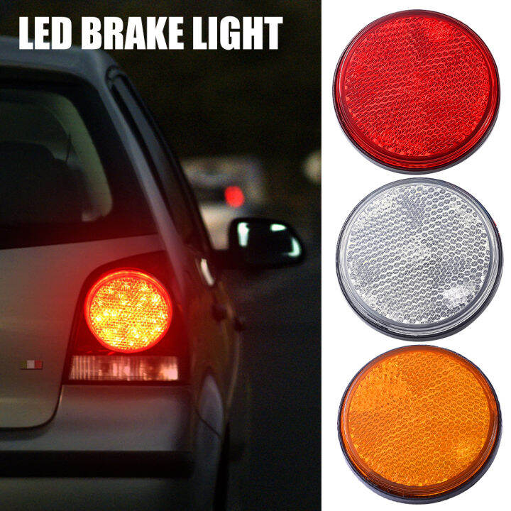 Round LED Tail Lights Night Warning Reflectors White/Yellow/White 24