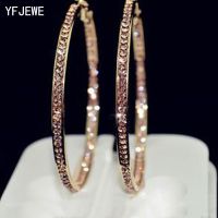 【YP】 2018 Top Earrings With Rhinestone Big Gold Color Hoop E005