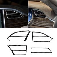 【CW】 For Tesla Model X 2016 2020 Model S 2012 2020 Real Carbon Fiber Car Interior Center Console Air Vent Outlet Cover Trim Sticker