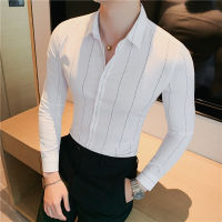 2022ชายเสื้อฤดูใบไม้ผลิชาย Tuxedo กว้างลาย Street Trim ชายเสื้อลำลองแขนยาวเสื้อผู้ชาย Tuxedo เสื้อ