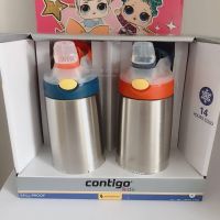 American Contigo Contigo Childrens Straw Cup Leakproof Sports Stainless Steel Insulated Water Bottle 384ml Water Cup