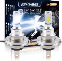 【New】 Bevinsee H4 Led รถจักรยานยนต์12V หลอดไฟ LED H4 Single Beam 6000K 4000LM Fanless ไฟหน้าสำหรับ ATV UTV อุปกรณ์เสริมรถจักรยานยนต์