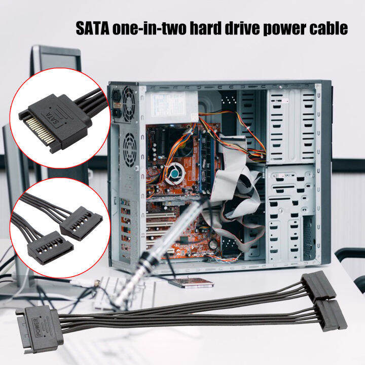 yeqinhuia-sata-สายไฟมืออาชีพแหล่งจ่ายไฟแบบคงที่1ถึง2-15pin-ชายถึง2-15pin-หญิง-sata-สายต่อขยายสำหรับฮาร์ดไดรฟ์ใช้ได้จริง