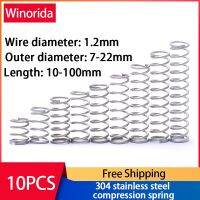 【LZ】 304 Stainless Steel Compression Spring Return Spring Steel Wire Diameter 1.2mm Outside Diameter 6 22mm  10 Pcs