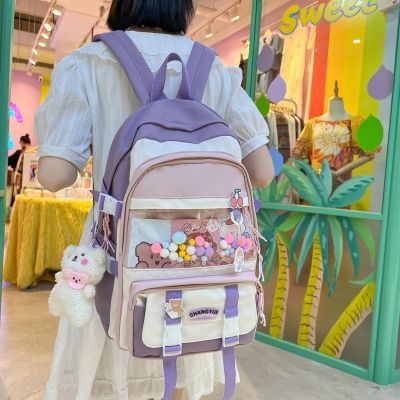 กระเป๋านักเรียนเด็กผู้หญิงชั้นประถมศึกษาปีที่3ถึง6เครื่องประดับน่ารักเด็กสดใส ins กระเป๋าเป้สะพายหลังสไตล์ญี่ปุ่นสำหรับเด็กผู้หญิง