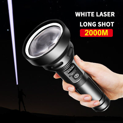 2000M Super Long Distance LED Flashlight with Large Convex Lens Waterproof Aluminum Alloy Portable Spotlights for Camp Hiking