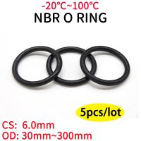 5pcs NBR O Ring Seal Gasket Thickness CS 6mm OD 30 300mm Nitrile Butadiene Rubber Spacer Oil Resistance Washer Round Shape Black