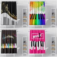 Music Note Shower Curtains Bathroom Curtain With Hooks Decor Waterproof Bath Creative Personality Shower Curtain