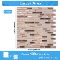 ◙❍ Vividtiles Big Size 12x12 inch Self adhesive Waterproof Heatproof Vinyl Wallpaper 3D Peel and Stick Mosaic Tiles -1 Sheet