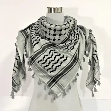 Desert Shemagh Scarf - Palestinian Arab Wrap 100% Cotton White