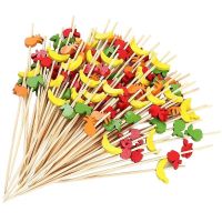 12cm 100Pcs Disposable Bamboo Picks Fruit Fork Buffet Cupcake Toppers Cocktail Handmade Toothpicks Picnic Party Supplies Decor