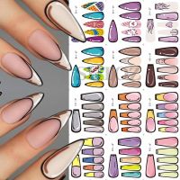 【CW】 12Pcs/set Nail Stickers Cartoon Water Decals Neon Green Pink Polish Wrap Fire Heart Pop Art Sliders Decorations