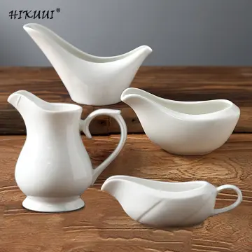 Ceramic Gravy Boat with Handle, White Juice Cup, Black Pepper Tomato Steak  Sauce Bucket, Western Style, CZY-Z2301