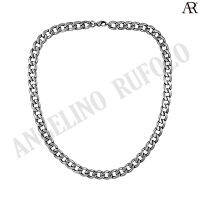 ANGELINO RUFOLO Necklace ดีไซน์ 11 mm. Curb Chain สร้อยคอ Stainless Steel 316L(สแตนเลสสตีล)คุณภาพเยี่ยม สีเงิน