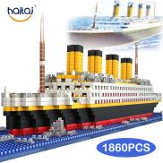 Haitai 1860 Cái Khối Xây Dựng Mô Hình Tàu Titanic 3D Đồ Chơi Khối Nhỏ Mô