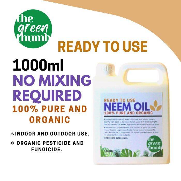 The Green Thumb 1000ml (1 Liter) READY TO USE 100 Pure and Organic NEEM
