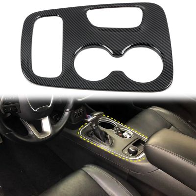 Car Carbon Fiber Center Console Gear Shift Water Cup Holder Frame Cover Stickers for Dodge Durango 2018-2020