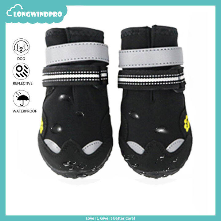 Waterproof Dog Shoes Dog Booties with Anti-Slip Sole Reflective Straps  Outdoor Dog Shoes for Medium Large Boots for Dogs 