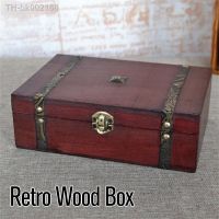 ☢☼₪ Hot Wooden Vintage Lock Treasure Chest Jewellery Storage Box Case Organizer Ring Vintage Gift Boxes Storage Container