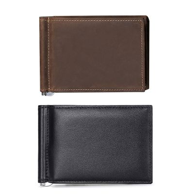 （Layor wallet）  Mens Slim Wallet With Money Clip Inside RFID Blocking Thin Bifold Genuine Leather Card Holder Minimalist Mini Billfold
