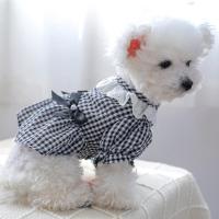 Button Closure  Pretty Bowknot Plaid Dog Cat Princess Dress Washable Pet Dress Soft   Pet Supplies Dresses