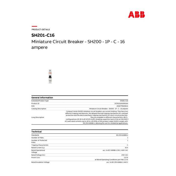 โปรโมชั่น-คุ้มค่า-abb-sh201-c16-ลูกย่อยเซอร์กิตเบรกเกอร์-16-แอมป์-1-โพล-6ka-abb-system-m-pro-16a-mcb-mini-circuit-breaker1p-6-ka-ราคาสุดคุ้ม-เบรค-เกอร์-ชุด-เบรก-เกอร์-วงจร-เบรก-เกอร์-เบรก-เกอร์-60a