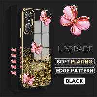 เคสโทรศัพท์สำหรับ Infinix ร้อน20ร้อนร้อน20ร้อน5G 20i ร้อน20 Play ฟรีสายคล้อง20S + สีชมพูผีเสื้อขอบสี่เหลี่ยมรูปแบบชุบเคสโทรศัพท์หรูหราชุบเคสโทรศัพท์นิ่ม